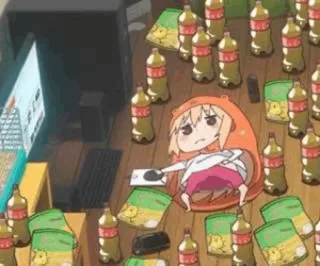 😐 Umaru Doma Himouto! Umaru-chan Anime, Dessin animé, Personnage, Paresseux, Soda, Chips whatsapp sticker