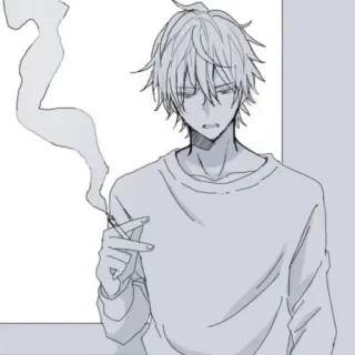🚬 Anime, Fumar, Cigarrillo, Hombre, Dibujos animados, Tabaco telegram sticker