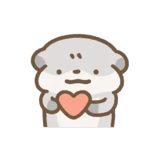 ❤ loutre, cœur, mignon, amour, animal, autocollant whatsapp sticker