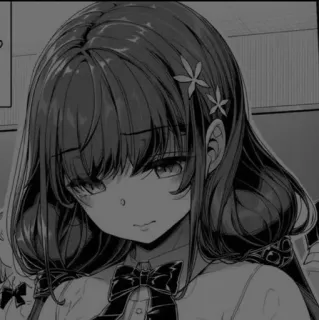 📓 Anime Mädchen, Manga, Monochrom, Traurig, Süß, Cartoon telegram sticker