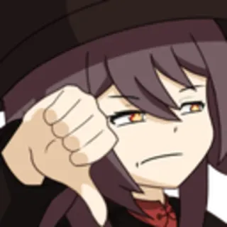 🌸 Hu Tao Genshin Impact Anime, Pollice Verso, Non mi piace, Cappello, Triste telegram sticker