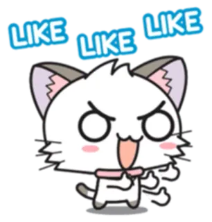 👍 LIKE LIKE LIKE cat, cute, angry, cartoon, animal, like, thumbs up whatsapp sticker