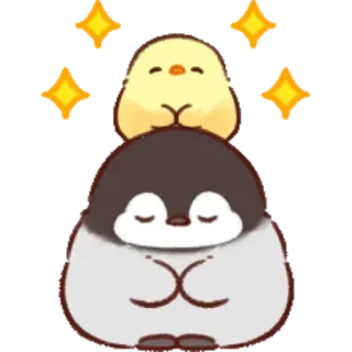 🤩 pollito, pingüino, lindo, animales, kawaii, apilamiento whatsapp sticker