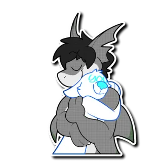 🤗 you Furry, Umarmung, Süß, Zuneigung, Tier, Cartoon telegram sticker