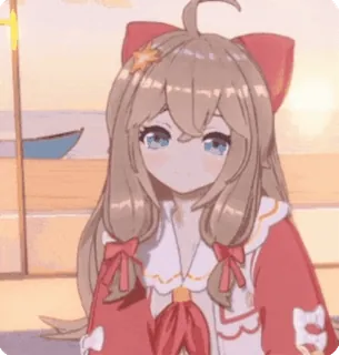 😅 Anime, Fofo, Garota, Kawaii, Desenho animado, Laço vermelho, Nascer do sol whatsapp sticker