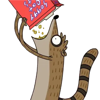 💗 Rigby Regular Show Soggy Oats Cartone animato, Cereali, Mangiare, Rigby, Colazione telegram sticker