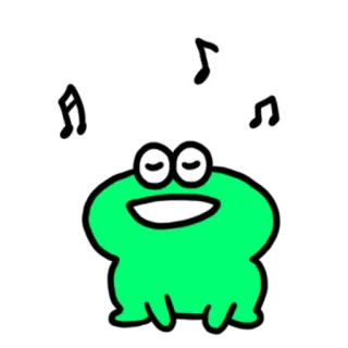 💬 лягушка, поёт, ноты, счастливый, милый, мультик whatsapp sticker