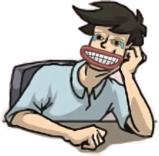 😂 Dessin animé, Triste, Pleur, Visage, Assis whatsapp sticker