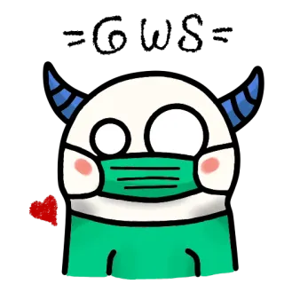 😊 monster, masked, cartoon, heart, cute, illustration telegram sticker