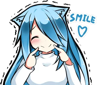 ☺️ SMILE anime, kreskówka, dziewczyna, uśmiech, słodkie, serce, kawaii telegram sticker