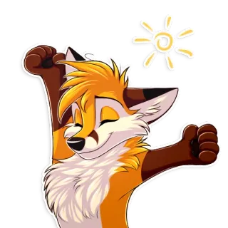 ☀️ renard, dessin animé, animal, soleil, mignon, poilu, joyeux telegram sticker