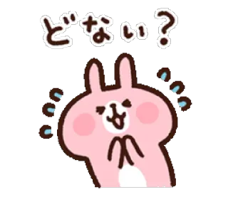 😖 どない？ coniglio, carino, domanda, giapponese, kawaii, espressione, animale whatsapp sticker