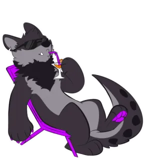 🍹 animal, desenho animado, praia, óculos de sol, bebida, relaxante telegram sticker