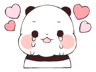 😢 Panda, Lindo, Kawaii, Corazones, Llorando, Triste telegram sticker
