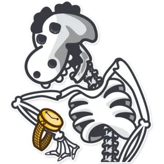 😫 skeleton, watch, cartoon, time, humor telegram sticker