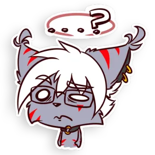 😕 Cartoon, Frage, Illustration, graue Katze, verwirrt, Tier whatsapp sticker