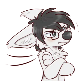 😣 Furry, Antropomórfico, Óculos, Cachorro, Desenho animado, Personagem, Presunçoso telegram sticker