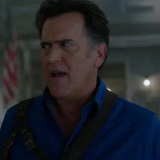 🤔 Ash Williams Evil Dead Зловещие мертвецы, Эш Уильямс, Брюс Кэмпбелл, Ужасы, Комедия, Фильм, Телевидение telegram sticker
