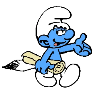 📝 Smurf สเมิร์ฟ, การ์ตูน, สีน้ำเงิน, ม้วนคัมภีร์, เดิน whatsapp sticker