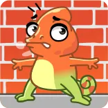🤫 Chamäleon, Cartoon, Tier, Sticker, Orange, Grün telegram sticker