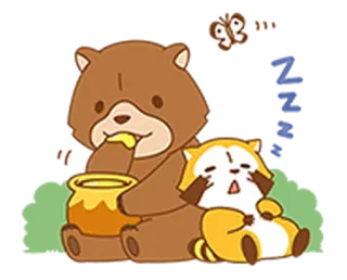 💤 orso, procione, miele, carino, cartone animato, dormire, farfalla telegram sticker