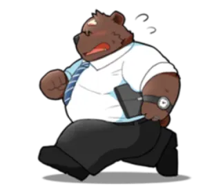 ⌛ หมี, การ์ตูน, วิ่ง, พนักงานออฟฟิศ, ภาพเคลื่อนไหว telegram sticker