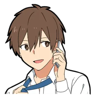 🙂 Аниме, Мальчик, Телефон, Мультфильм, Подросток, Персонаж telegram sticker