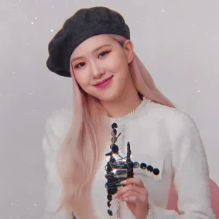 🍐 Rose mujer, celebridad, cantante, rosa, Blackpink, Kpop, boina, pelo rosa telegram sticker