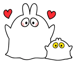 👻 Kreskówka, Słodkie, Zwierzę, Miłość, Serce, Rodzina telegram sticker