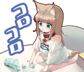 🥛 OSAKA อนิเมะ, สาวหูแมว, คาวาอิ, น่ารัก, มังงะ telegram sticker