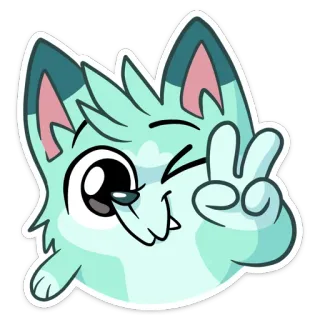 ✌️ Dibujo animado, Animal, Lindo, Signo de la paz, Kawaii, Gato telegram sticker