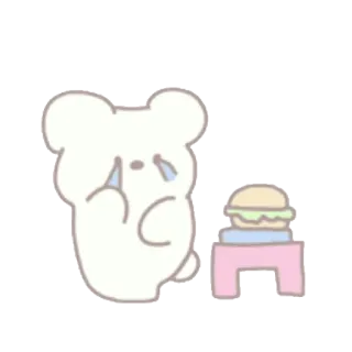 🍦 urso, triste, chorando, hambúrguer, desenho animado, fofo telegram sticker