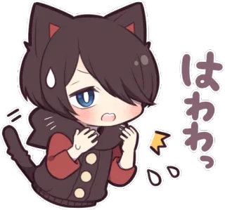 😨 はわわ Anime, Chibi, Gato, Kawaii, Nervioso whatsapp sticker