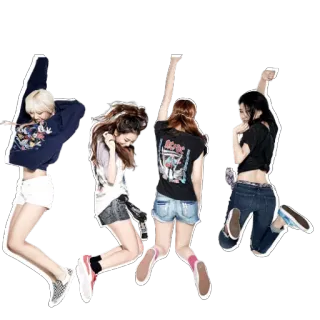 👩 women, jumping, group, kpop, friends, youth telegram sticker