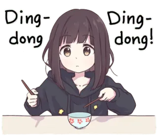 😀 Ding-dong Ding-dong! Anime, Desenho animado, Garota, Comida, Bonito, Kawaii telegram sticker