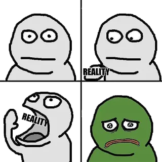 🐸 REALITY Meme, Realidad, Triste, Impactante, Cómic, Dibujo animado telegram sticker