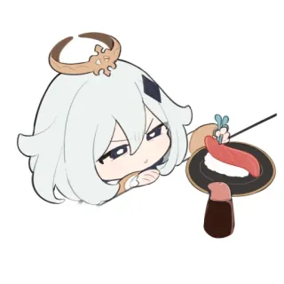 🏖 Paimon Genshin Impact anime, paimon, genshin impact, food, sushi telegram sticker