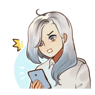 😃 personnage, femme, téléphone, confus, énervé telegram sticker