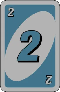 💙 uno, card game, number 2, blue, card whatsapp sticker