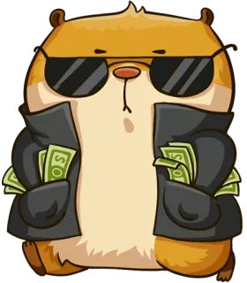 💵 仓鼠, 钱, 富, 眼镜, 卡通, 贴纸 whatsapp sticker