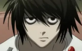 😑 L Lawliet Death Note Anime, Manga, Detective, Intelectual, L, Death Note, Personaje whatsapp sticker