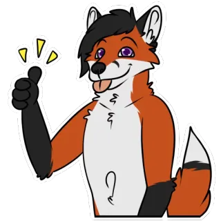 👍 fox, furry, thumbs up, cartoon, animal, cute telegram sticker