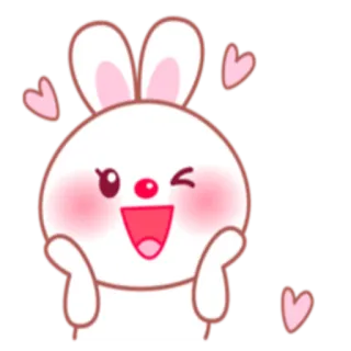 😉 cute, bunny, rabbit, hearts, cartoon, happy, winking whatsapp sticker