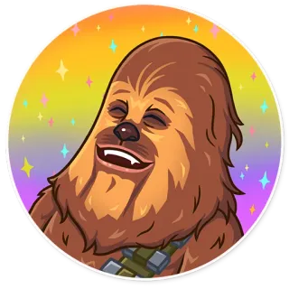 🌈 Chewbacca Star Wars チューバッカ, スターウォーズ, ウーキー, 笑顔, 幸せ telegram sticker