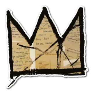 👑 corona, bosquejo, dibujo, arte, pegatina, Jean-Michel Basquiat, Basquiat whatsapp sticker