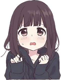 😟 Аниме, Девушка, Мультфильм, Стикер, Каваий, Милый telegram sticker