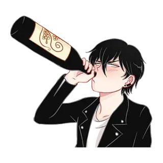 🍾 picie, alkohol, impreza, świętowanie, kreskówka, anime whatsapp sticker