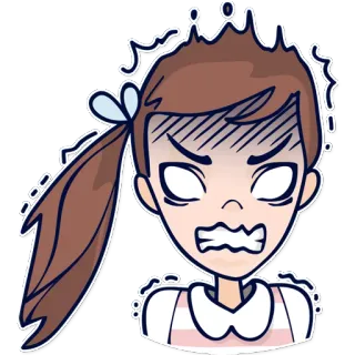 😠 Dibujo animado, Chica, Enojada, Impactada, Asustada, Expresión, Emoción telegram sticker