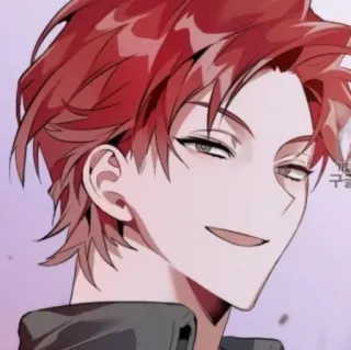 🥢 anime, manga, pelo rojo, personaje, sonrisa socarrona, guapo telegram sticker