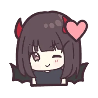 😉 Anime, Kawaii, Dämon, Herz, Mädchen, Cartoon telegram sticker